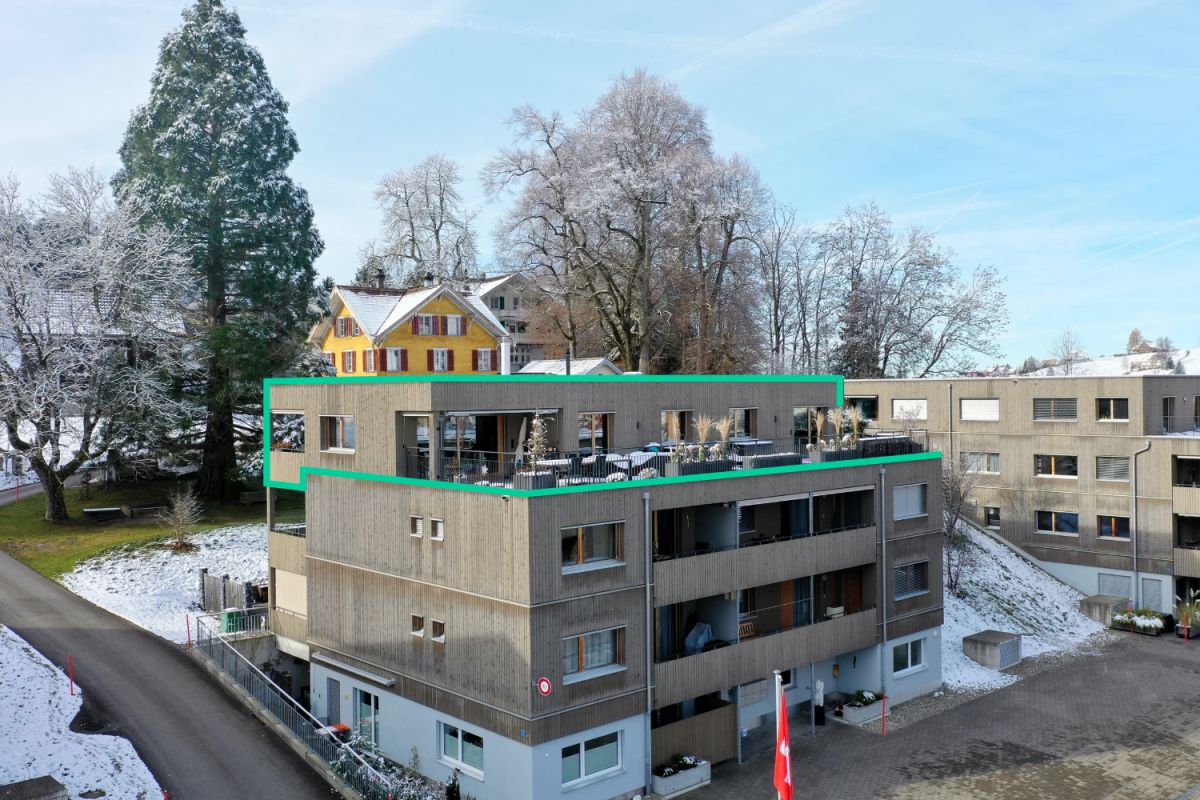 Exklusive Attikawohnung im modernen Holzbau und schöner Panoramasicht - Hauptbild